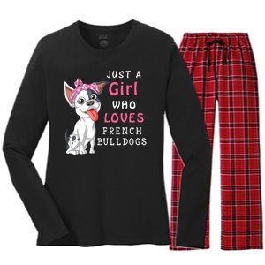 Just A Girl Who Loves French Bulldogs Women's Long Sleeve Flannel Pajama Set 