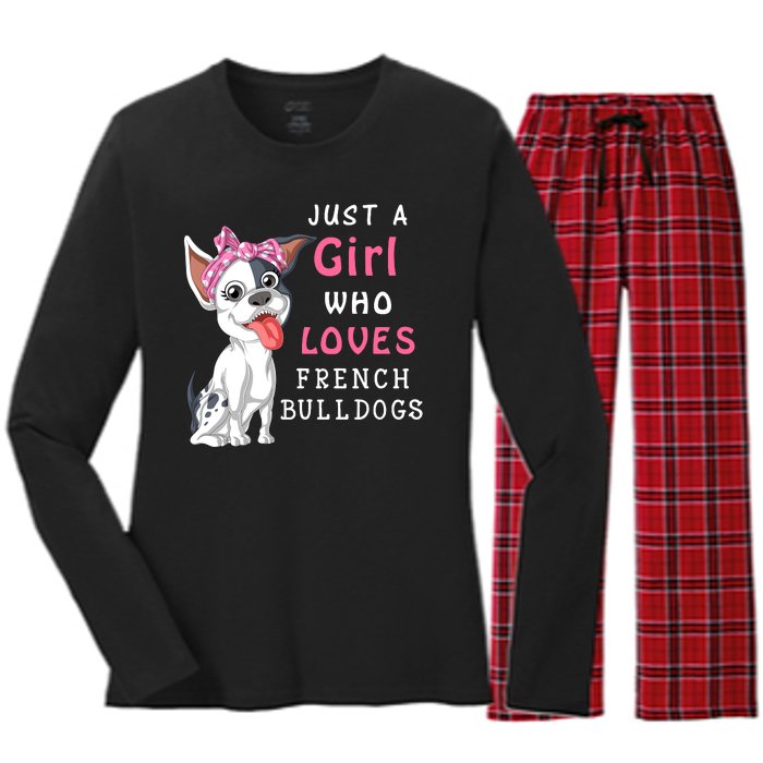 Just A Girl Who Loves French Bulldogs Women's Long Sleeve Flannel Pajama Set 