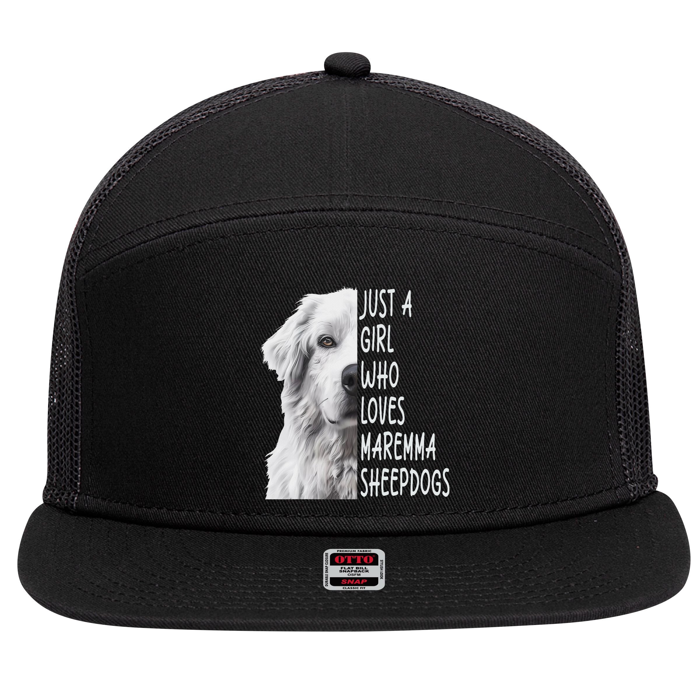 Just A Girl Who Loves Maremma Sheepdog 7 Panel Mesh Trucker Snapback Hat