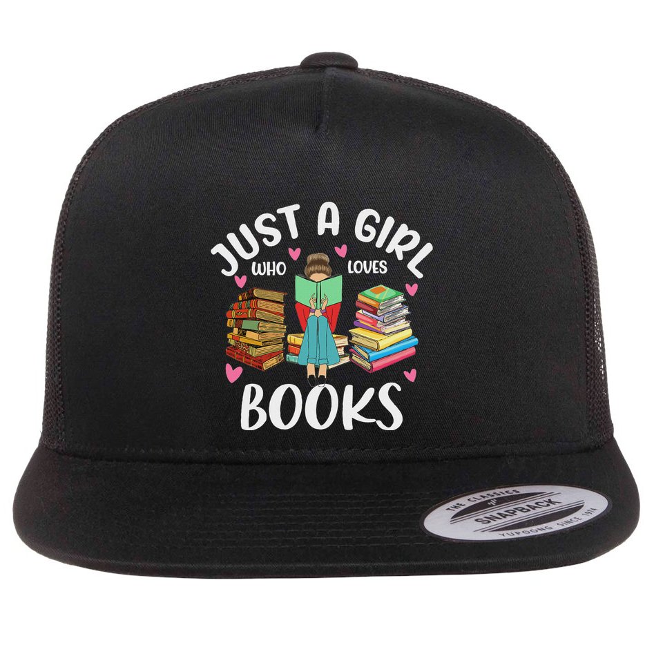 Just A Girl Who Loves Books Funny Books Lovers Flat Bill Trucker Hat