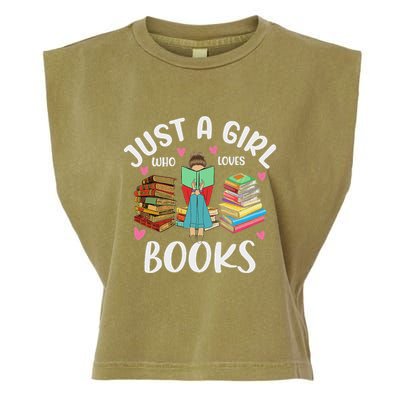 Just A Girl Who Loves Books Funny Books Lovers Garment-Dyed Women's Muscle Tee