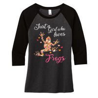 Just A Girl Who Loves Frogs Women's Tri-Blend 3/4-Sleeve Raglan Shirt