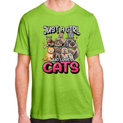 Just A Girl Who Loves Cats Cute Cat Lover Adult ChromaSoft Performance T-Shirt