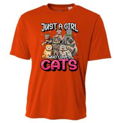 Just A Girl Who Loves Cats Cute Cat Lover Cooling Performance Crew T-Shirt