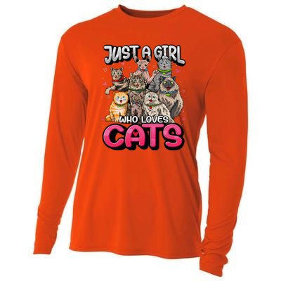 Just A Girl Who Loves Cats Cute Cat Lover Cooling Performance Long Sleeve Crew