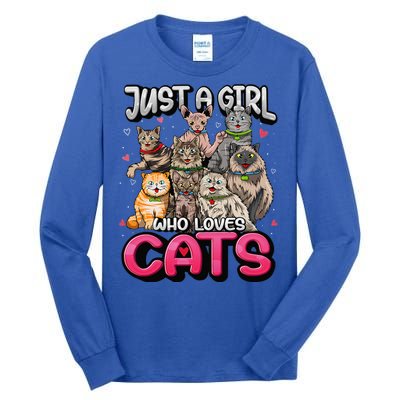 Just A Girl Who Loves Cats Cute Cat Lover Tall Long Sleeve T-Shirt