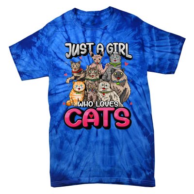 Just A Girl Who Loves Cats Cute Cat Lover Tie-Dye T-Shirt