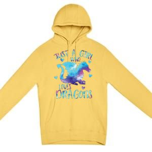 Just A Girl Who Loves Dragons Galaxy Space Dragon Cute Girls Premium Pullover Hoodie