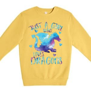 Just A Girl Who Loves Dragons Galaxy Space Dragon Cute Girls Premium Crewneck Sweatshirt