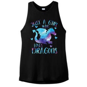 Just A Girl Who Loves Dragons Galaxy Space Dragon Cute Girls Ladies PosiCharge Tri-Blend Wicking Tank