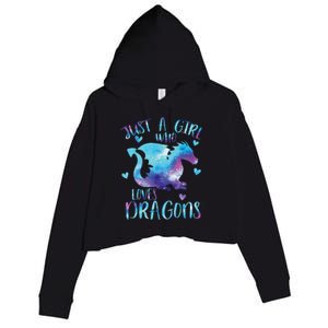 Just A Girl Who Loves Dragons Galaxy Space Dragon Cute Girls Crop Fleece Hoodie