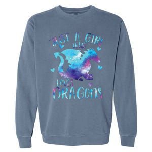 Just A Girl Who Loves Dragons Galaxy Space Dragon Cute Girls Garment-Dyed Sweatshirt