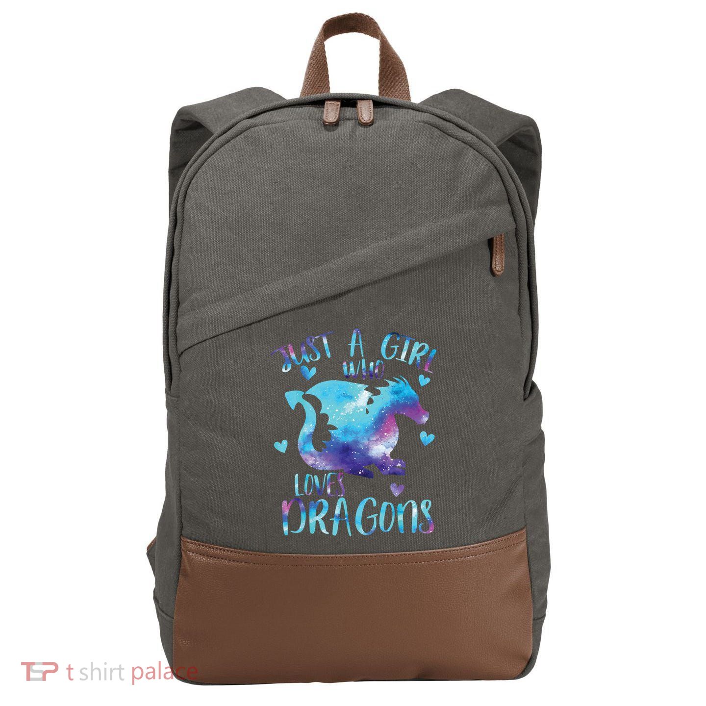 Just A Girl Who Loves Dragons Galaxy Space Dragon Cute Girls Cotton Canvas Backpack