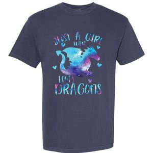 Just A Girl Who Loves Dragons Galaxy Space Dragon Cute Girls Garment-Dyed Heavyweight T-Shirt