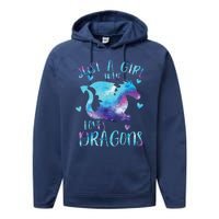 Just A Girl Who Loves Dragons Galaxy Space Dragon Cute Girls Performance Fleece Hoodie