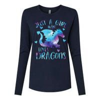 Just A Girl Who Loves Dragons Galaxy Space Dragon Cute Girls Womens Cotton Relaxed Long Sleeve T-Shirt