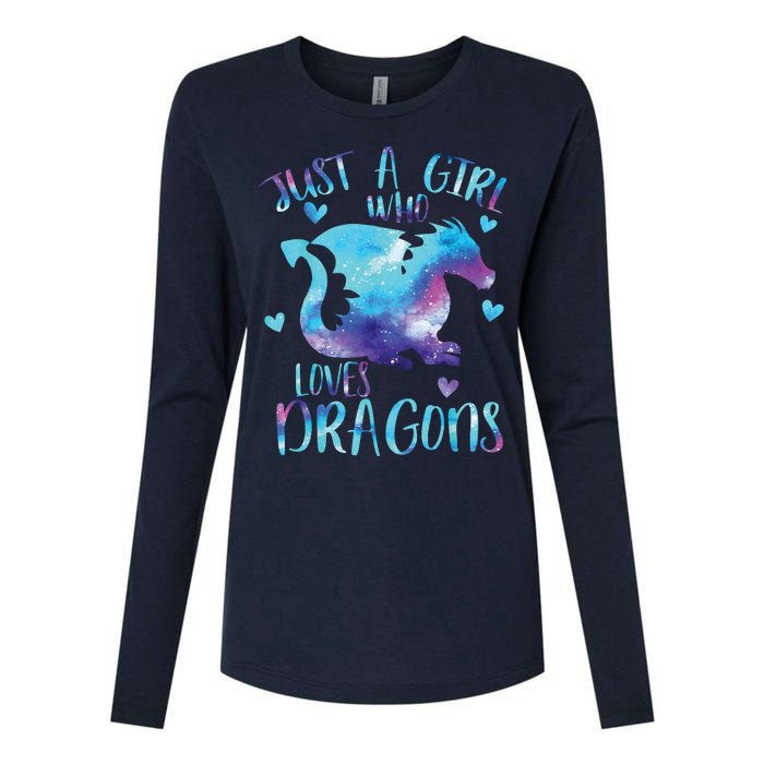 Just A Girl Who Loves Dragons Galaxy Space Dragon Cute Girls Womens Cotton Relaxed Long Sleeve T-Shirt