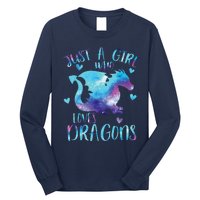 Just A Girl Who Loves Dragons Galaxy Space Dragon Cute Girls Long Sleeve Shirt