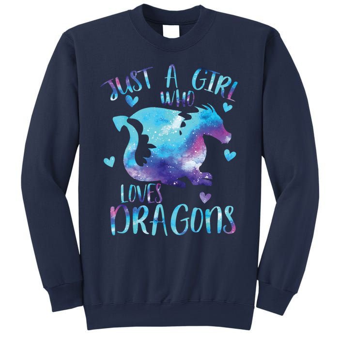 Just A Girl Who Loves Dragons Galaxy Space Dragon Cute Girls Sweatshirt