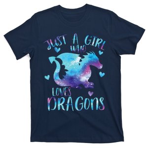 Just A Girl Who Loves Dragons Galaxy Space Dragon Cute Girls T-Shirt