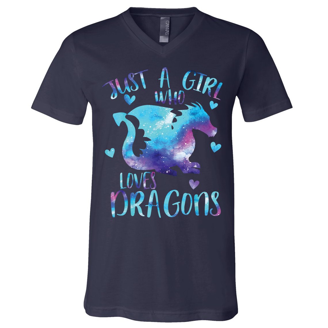 Just A Girl Who Loves Dragons Galaxy Space Dragon Cute Girls V-Neck T-Shirt