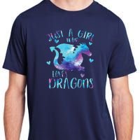 Just A Girl Who Loves Dragons Galaxy Space Dragon Cute Girls Adult ChromaSoft Performance T-Shirt