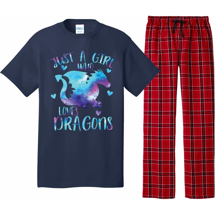 Just A Girl Who Loves Dragons Galaxy Space Dragon Cute Girls Pajama Set