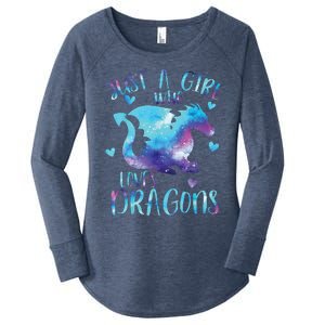 Just A Girl Who Loves Dragons Galaxy Space Dragon Cute Girls Women's Perfect Tri Tunic Long Sleeve Shirt