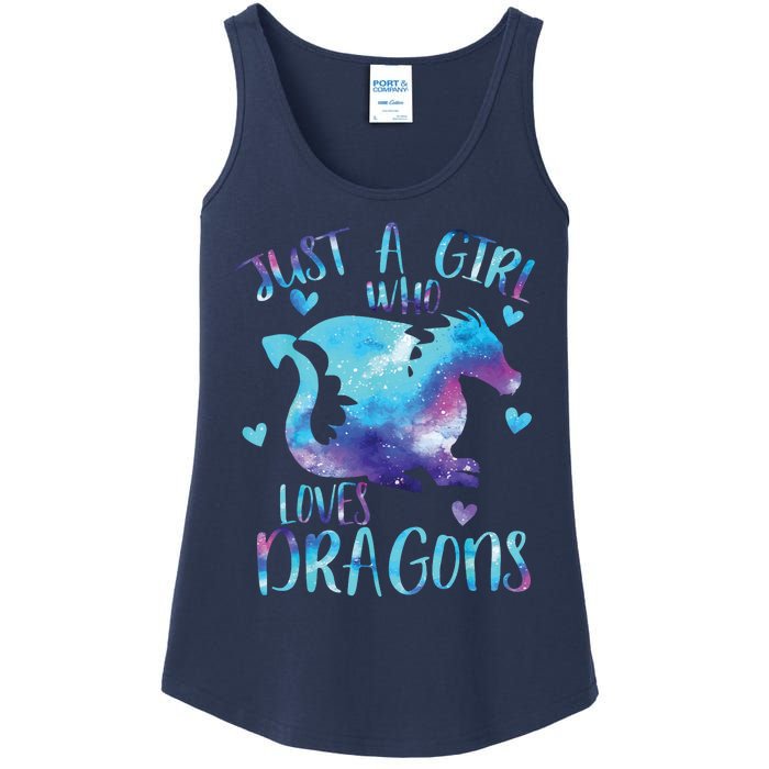 Just A Girl Who Loves Dragons Galaxy Space Dragon Cute Girls Ladies Essential Tank