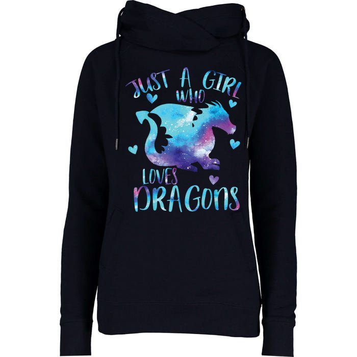 Just A Girl Who Loves Dragons Galaxy Space Dragon Cute Girls Womens Funnel Neck Pullover Hood