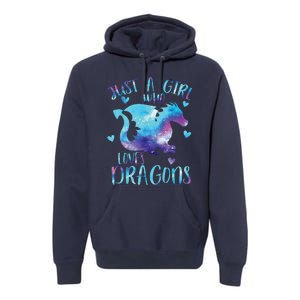 Just A Girl Who Loves Dragons Galaxy Space Dragon Cute Girls Premium Hoodie