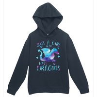 Just A Girl Who Loves Dragons Galaxy Space Dragon Cute Girls Urban Pullover Hoodie