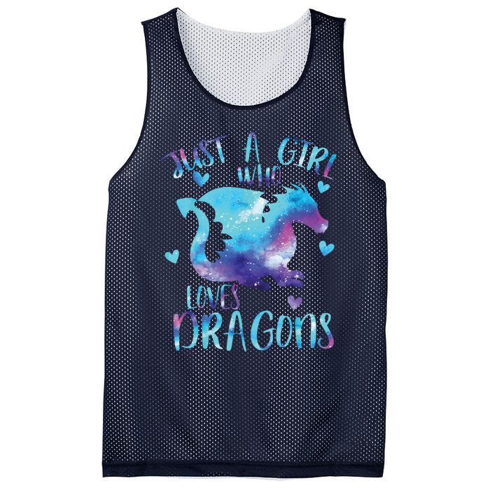 Just A Girl Who Loves Dragons Galaxy Space Dragon Cute Girls Mesh Reversible Basketball Jersey Tank