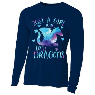 Just A Girl Who Loves Dragons Galaxy Space Dragon Cute Girls Cooling Performance Long Sleeve Crew