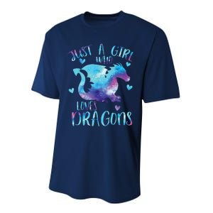 Just A Girl Who Loves Dragons Galaxy Space Dragon Cute Girls Performance Sprint T-Shirt