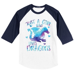 Just A Girl Who Loves Dragons Galaxy Space Dragon Cute Girls Baseball Sleeve Shirt