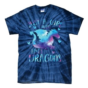 Just A Girl Who Loves Dragons Galaxy Space Dragon Cute Girls Tie-Dye T-Shirt