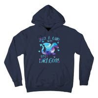 Just A Girl Who Loves Dragons Galaxy Space Dragon Cute Girls Tall Hoodie