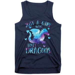 Just A Girl Who Loves Dragons Galaxy Space Dragon Cute Girls Tank Top