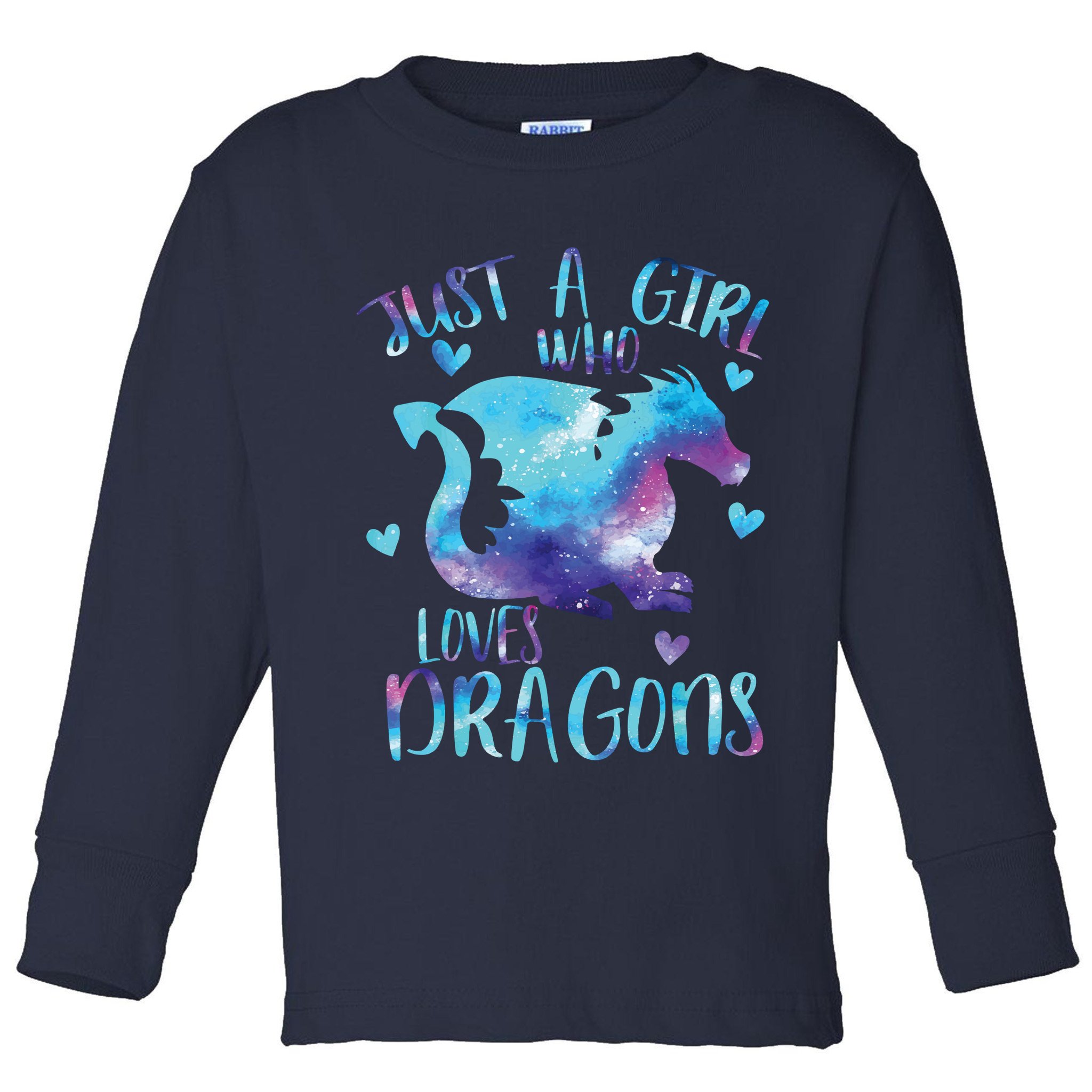 Just A Girl Who Loves Dragons Galaxy Space Dragon Cute Girls Toddler Long Sleeve Shirt