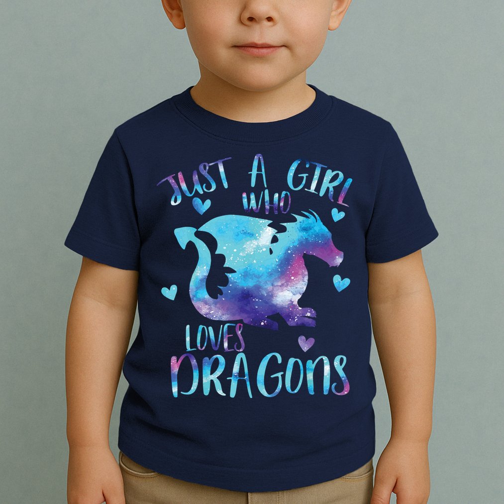 Just A Girl Who Loves Dragons Galaxy Space Dragon Cute Girls Toddler T-Shirt