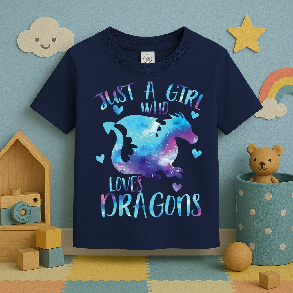 Just A Girl Who Loves Dragons Galaxy Space Dragon Cute Girls Toddler T-Shirt