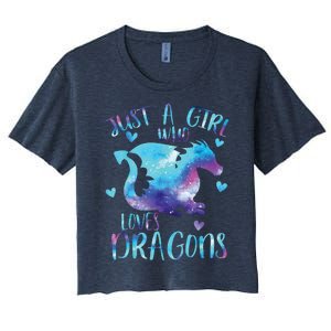 Just A Girl Who Loves Dragons Galaxy Space Dragon Cute Girls Women's Crop Top Tee