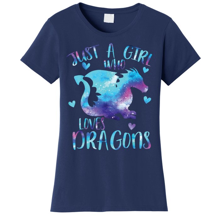 Just A Girl Who Loves Dragons Galaxy Space Dragon Cute Girls Women's T-Shirt