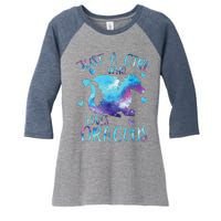 Just A Girl Who Loves Dragons Galaxy Space Dragon Cute Girls Women's Tri-Blend 3/4-Sleeve Raglan Shirt