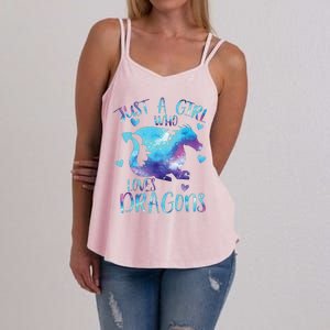 Just A Girl Who Loves Dragons Galaxy Space Dragon Cute Girls Women's Strappy Tank