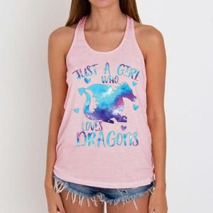 Just A Girl Who Loves Dragons Galaxy Space Dragon Cute Girls Women's Knotted Racerback Tank