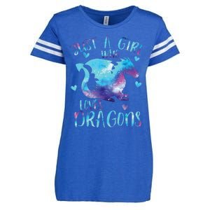 Just A Girl Who Loves Dragons Galaxy Space Dragon Cute Girls Enza Ladies Jersey Football T-Shirt