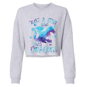 Just A Girl Who Loves Dragons Galaxy Space Dragon Cute Girls Cropped Pullover Crew