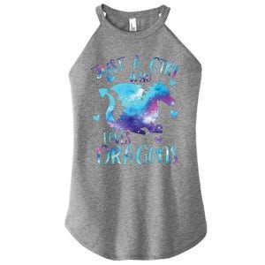 Just A Girl Who Loves Dragons Galaxy Space Dragon Cute Girls Women's Perfect Tri Rocker Tank